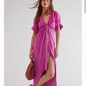Free People Vintage Summer Midi Dress- Dragonfruit, XS